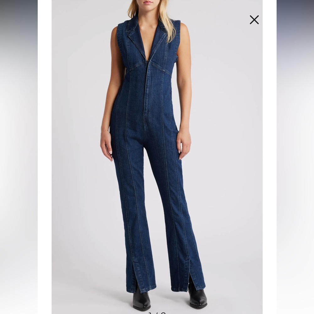 Free People Blue Denim Jumpsuit